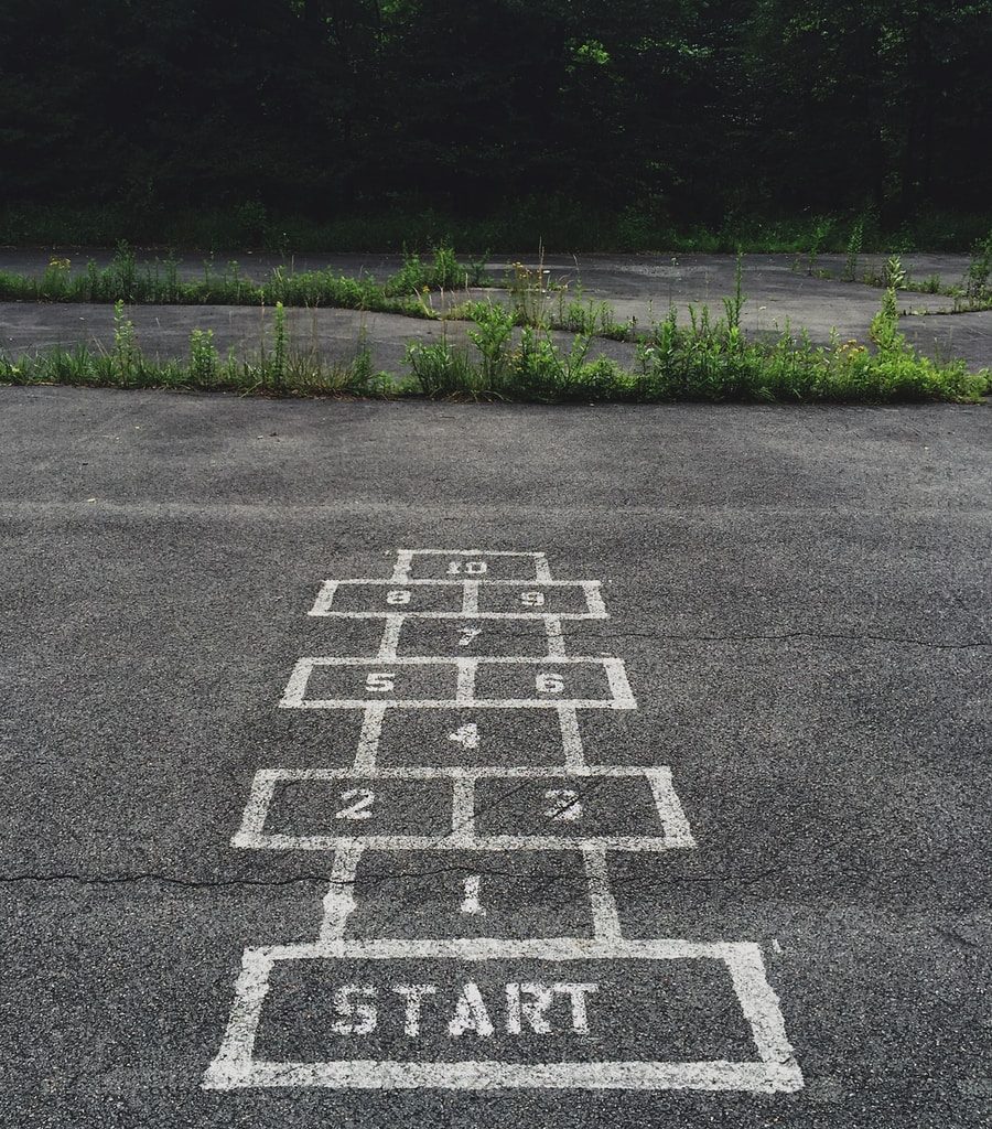 numbering start line on concrete floor