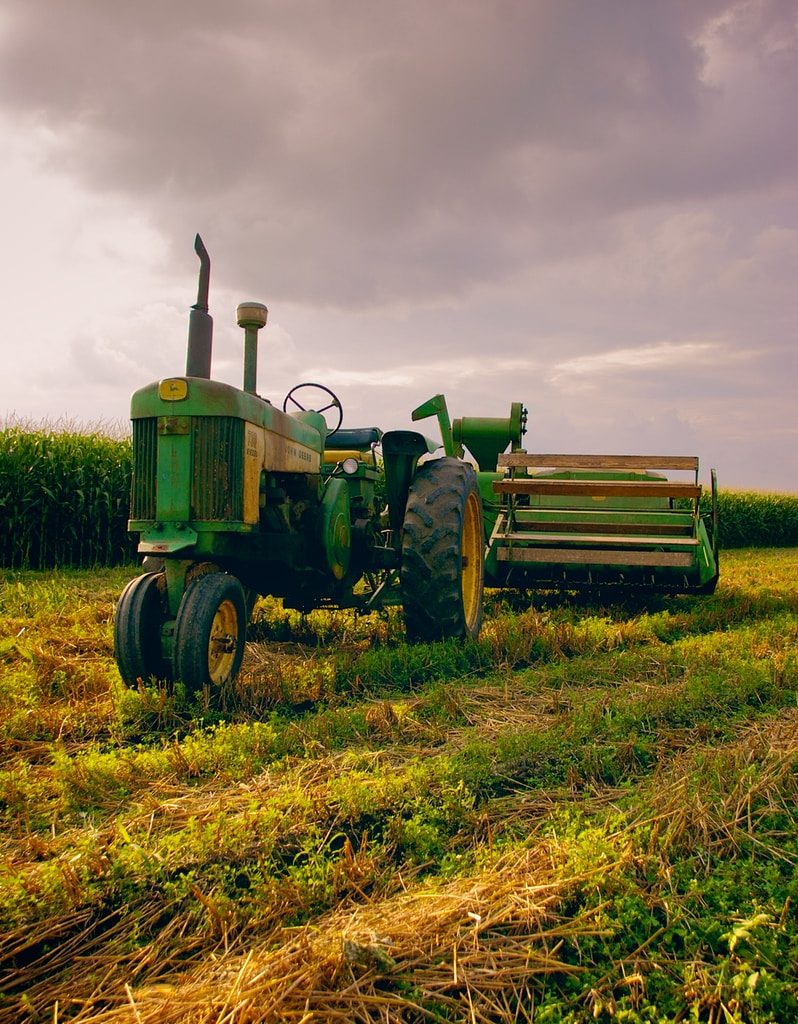 green and yellow tractor