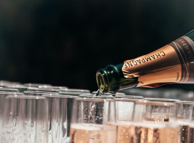 Champagne pouring on glass