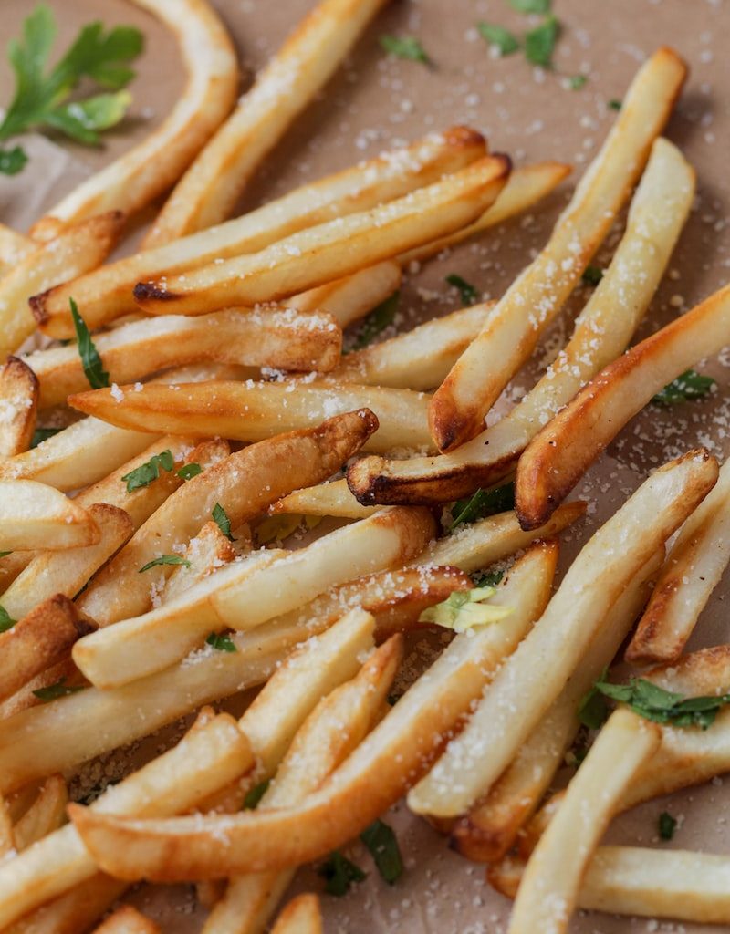 brown fries on white ceramic plate