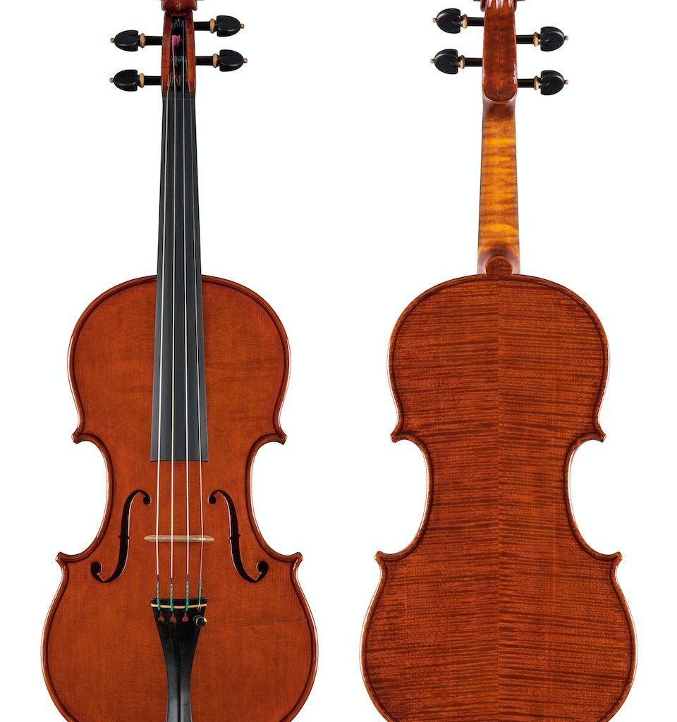 brown violin with white background