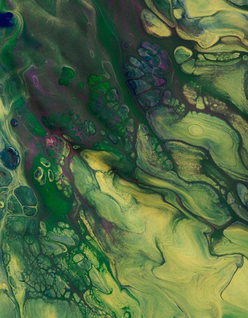 green and purple abstract painting